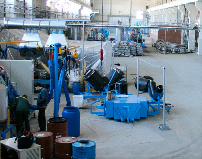 Production lines for preinsulated fittings