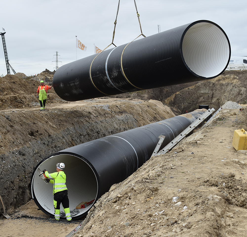 Rainwater retention tank to cope with heavy rainfall at new factory in Roskilde